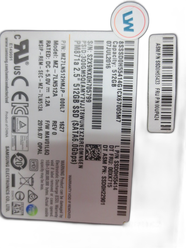 00PA994 - SSD, 512GB, 2.5", 7MM, SATA3, LTN Hard Drive