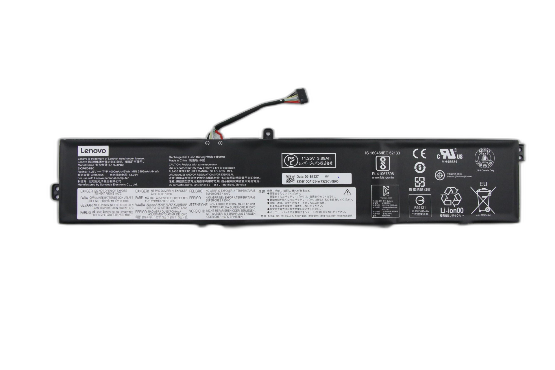 5B10Q71251 - B 11.34v 45WH 3 Cell Battery (L17M3PB1)