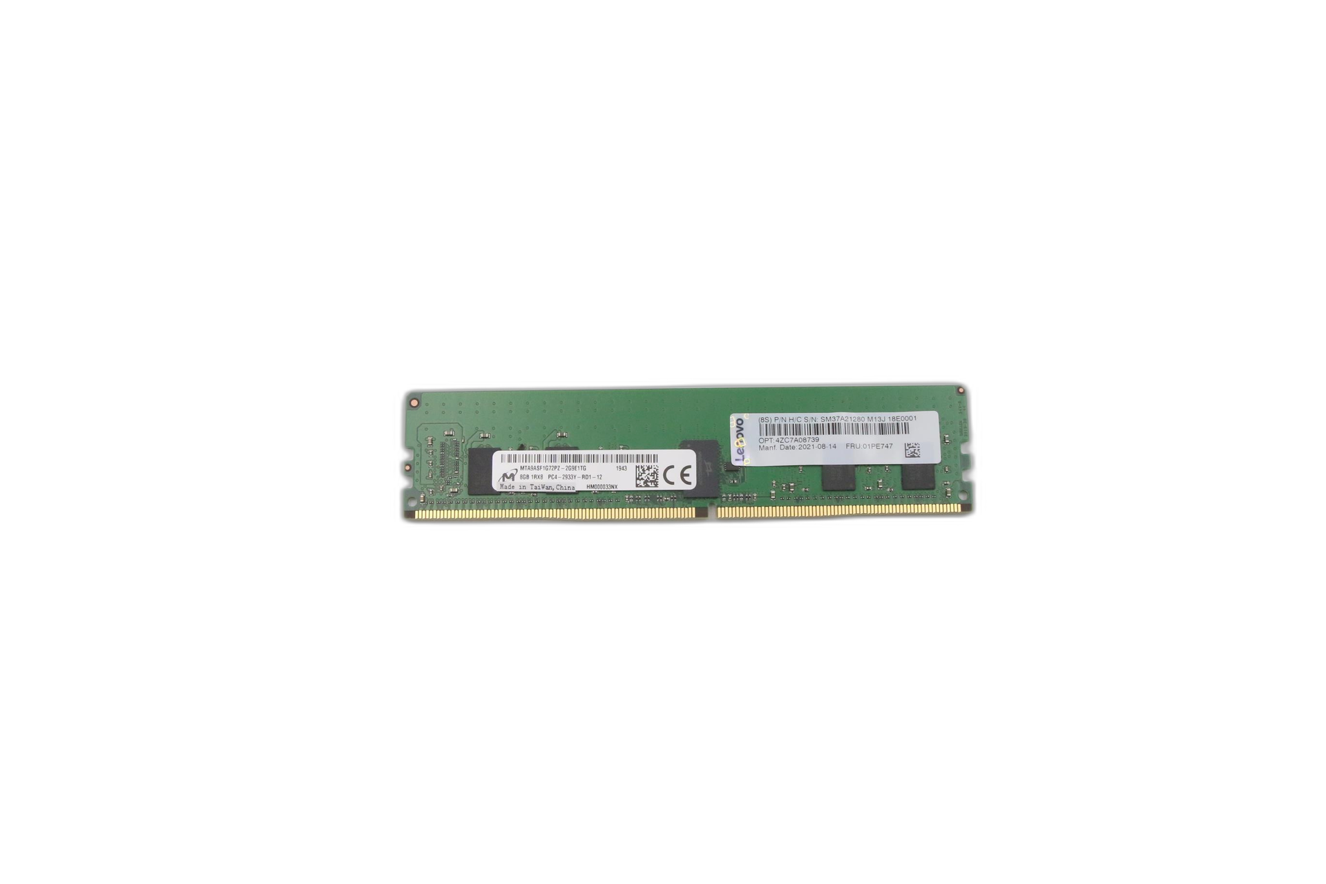 01PE747 - 8GB TruDDR4 2933 MHz (1Rx8 1.2V) RDIMM-A Memory